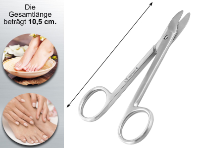 Nagelschere mit gerader kurzer Schnittflche 10,5 cm fr starke Finger- und Fungel mit Etui