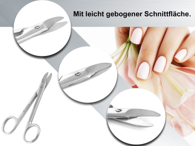 Nagelschere mit gerader kurzer Schnittflche 10,5 cm fr starke Finger- und Fungel mit Etui