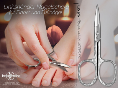 Linkshnder Nagelschere mit Scharfer Gebogener Schnittflche Manikre Pedikre Schere zur Nagelpflege aus rostfreiem Scherenstahl mit Etui zum krzen von Fingerngel und Fungel