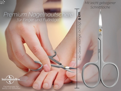 Nagelhautschere Nagelschere Hautschere mit feiner gebogener Schnittfl�che Manik�re Schere zum pr�zisen k�rzen entfernen von Nagelhautresten 9,0 cm -Rostfrei Edelstahl