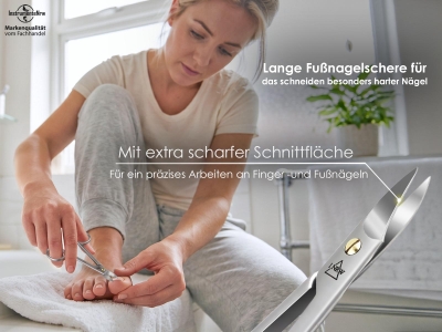 Fu�nagelschere Nagelschere f�r Extra Starke und Dicke Fu�n�gel Pedik�re Schere mit scharfer leicht gebogener Schnittfl�che f�r die Fu�pflege aus rostfreiem hochwertigem Edelstahl 10,5 cm f�r Damen und Herren