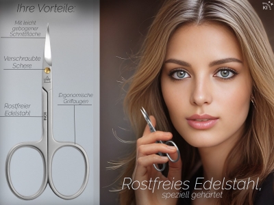 Nagelschere f�r die Nagelhaut Nagelhautschere Hautschere Extra Scharf und Fein Manik�re Schere aus rostfreiem Edelstahl mit gebogener Schnittfl�che Nagelhautpflege zum pr�zisen Entfernen von Nagelhautresten mit Etui
