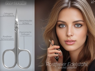 Nagelhautschere Hautschere Manik�re Knipser mit Feinem und Pr�zisem Schnitt zum k�rzen von Nagelhautresten - Hautschere Classic Rostfrei Edelstahl zur Nagelhautpflege 9,5 cm