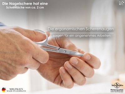 Solinger Nagelschere aus Solingen mit einseitiger Mikroverzahnung Edelstahl Rostfrei Fu�nagelschere mit Extra Scharfer leicht gebogener Schnittfl�che f�r Manik�re und Pedik�re