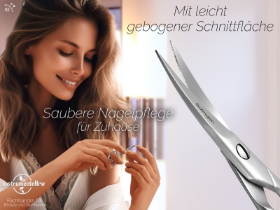 Solinger Profi Nagelschere aus Solingen Fu�nagelschere Manik�re Pedik�re Schere mit Scharfer gebogener Schnittfl�che und einseitiger Mikroverzahnung 9,5 cm Pedik�re Edelstahl Rostfrei