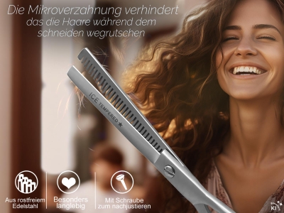 Effilierschere Modellierschere 16 cm Edelstahl Rostfrei Schere mit einseitiger Zahnung