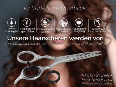 Haarschere Ergonomisch mit einseitiger Mikroverzahnung