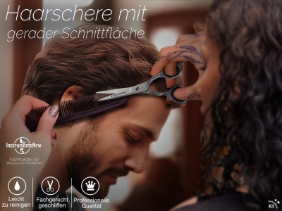 Haarschere Ergonomisch mit einseitiger Mikroverzahnung