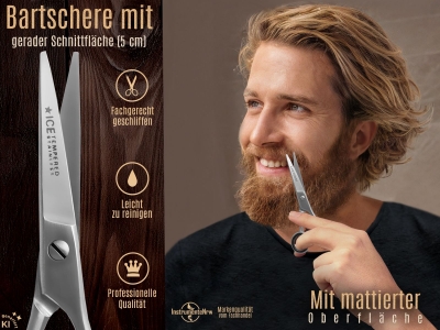 Bartschere Haarschere 4,5 Zoll mit Mikroverzahnung und Fingerauflage