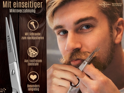 Bartschere Friseurschere Haarschere 4.5 Zoll + Effilierkamm Solingen