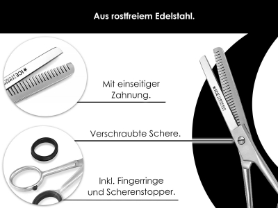 Modellierschere Effilierschere 1-Seitig gezahnt 7 Zoll Haarscheren-Set + Kamm