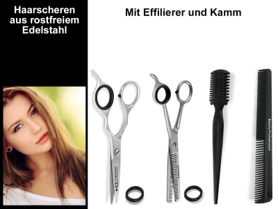 6 Zoll Haarscheren Set 4-Teilig Ausd�nnschere Effilier-Haarschere + Kamm + Effilierer Solingen