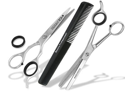 3-Teiliges Friseur-Set Haarschere 5.5 Zoll + Modellierschere 6 Zoll ICE-Tempered + Kamm