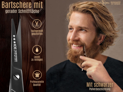 Haarschere Friseurschere Bartschere mit Mikroverzahnung 5 Zoll 12,7 cm Schwarz