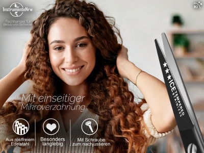 Friseur-Haarschere Mirkoverzahnung 5.5 Zoll 13,97 cm Schwarz Edelstahl