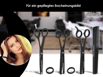 4-Teiliges Set mit Modellierschere, Effilierschere, Haarschere und Kamm