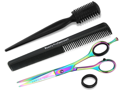 Haarscheren-Set TITAN Beschichtung Friseurschere mit Mikroverzahnung 5.5 Zoll + Kamm aus Solingen