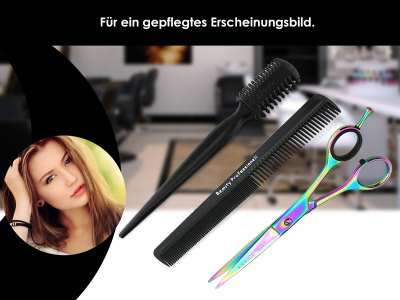 Haarscheren-Set TITAN Beschichtung Friseurschere mit Mikroverzahnung 5.5 Zoll + Kamm aus Solingen