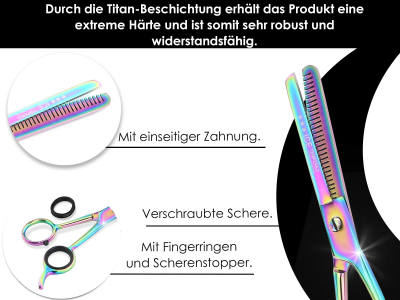 Modellierschere Haarschere 1-Seitig gezahnt Titan-Beschichtung