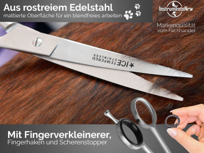 Premium Fellschere Gebogen Haarschere Hundehaarschere 17,5 cm 2er Set mit Etui