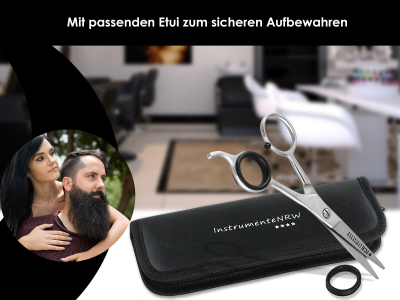 Kleine Friseurschere Haarschere Bartschere mit Mikroverzahnung mit Aufbewahrungs-Etui