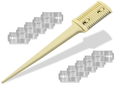 Effilierer Ausdnn Kamm Effiliermesser Haarpflege zum Ausdnnen und Schneiden von Haaren mit 10 Ersatzklingen