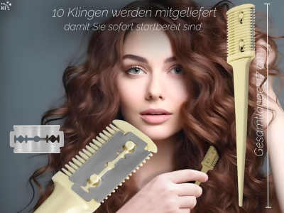 Effilierer Ausd�nn Kamm Effiliermesser Haarpflege zum Ausd�nnen und Schneiden von Haaren mit 10 Ersatzklingen