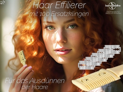 Effiliermesser Effilierer Haar Messer zum Ausd�nnen und Schneiden von Haaren mit 100 Ersatzklingen