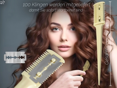 Effiliermesser Effilierer Haar Messer zum Ausd�nnen und Schneiden von Haaren mit 100 Ersatzklingen