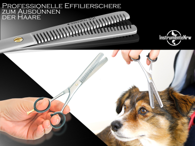 Fellschere Hunde-Schere Hundehaarschere Fell ausdnnen Effilierschere 30er Zahnung Doppelseitig 2-Seitig - Profi Fell Haarschere fr Tiere 15,24 cm