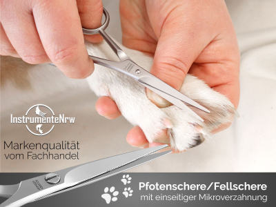 Fellschere Pfotenschere Solingen Made in Germany Hundeschere 11 cm Hundehaarschere mit einseitiger Mikroverzahnung Haarschere aus Rostfreiem Edelstahl zur optimalen Fellpflege fr Hunde und Katzen