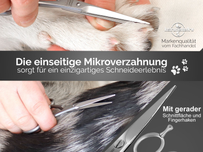 Fellschere Pfotenschere Solingen Made in Germany Hundeschere 11 cm Hundehaarschere mit einseitiger Mikroverzahnung Haarschere aus Rostfreiem Edelstahl zur optimalen Fellpflege fr Hunde und Katzen