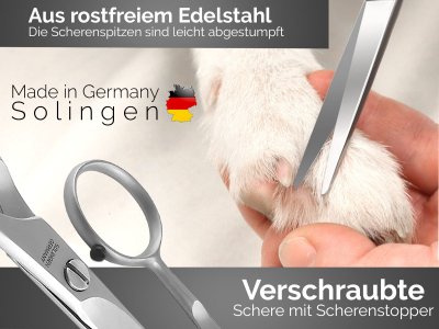 Fellschere Pfotenschere Solingen Made in Germany Hundeschere 11 cm Hundehaarschere mit einseitiger Mikroverzahnung Haarschere aus Rostfreiem Edelstahl zur optimalen Fellpflege fr Hunde und Katzen