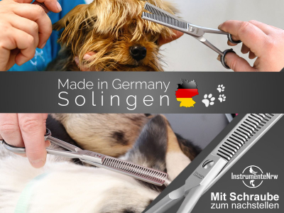 Fellschere aus Solingen Effilierschere Hunde-Schere mit 2-Seitiger Zahnung Ausdnnschere Made in Germany Fell Haarschere mit Scharfem Schnitt fr Hunde Katzen