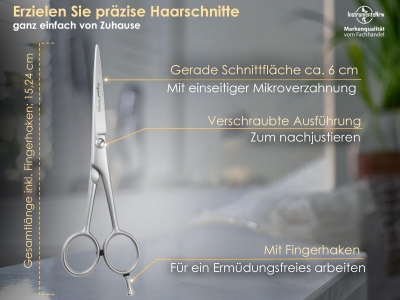 Haarschere aus Solingen Friseurschere Haarschneideschere mit Scharfem Schnitt und einseitiger Mikroverzahnung 15,24 cm