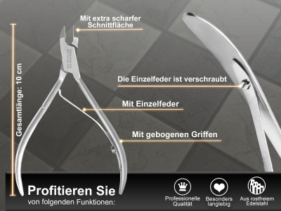 Nagelhautschneider Nagelhautzange Hautzange Manikre Zange Hautschere mit 10 mm scharfer Schnittflche aus Rostfreies Edelstahl