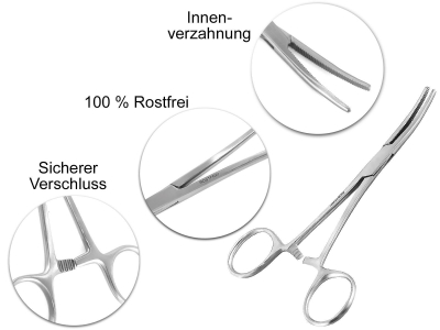 Klemme gebogen mit Innenzahnung 13cm