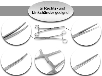 Klemmen Set Gerade & Gebogen 13 cm mit Innenzahnung Edelstahl Rostfrei