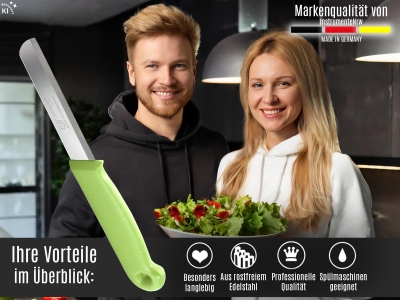 Gem�semesser Obstmesser Sch�lmesser aus Solingen K�chenmesser Gr�n Made in Germany Universal Messer mit Scharfer Klinge aus Rostfreiem Edelstahl Sp�lmaschinen geeignet - Lang