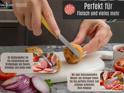 K�chenmesser 4er Set Gem�semesser aus Solingen Obstmesser Sch�lmesser mit Extra Scharfer und Pr�ziser Gezahnter Klinge aus Rostfreiem Edelstahl Allzweckmesser Kleines Messer Gelb Sp�lmaschinengeeignet 18 cm