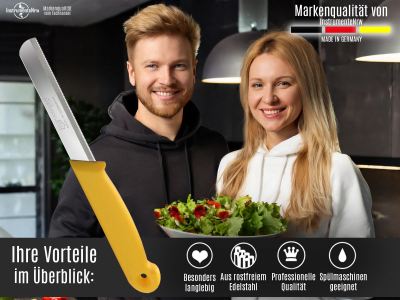 K�chenmesser 4er Set Gem�semesser aus Solingen Obstmesser Sch�lmesser mit Extra Scharfer und Pr�ziser Gezahnter Klinge aus Rostfreiem Edelstahl Allzweckmesser Kleines Messer Gelb Sp�lmaschinengeeignet 18 cm