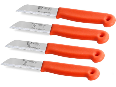 Schlmesser 4er Set Allzweckmesser aus Solingen Obstmesser Kchenmesser mit Extra Scharfer und Prziser Glatter Klinge aus Rostfreiem Edelstahl Gemsemesser Kleines Messer Orange Splmaschinengeeignet 16 cm