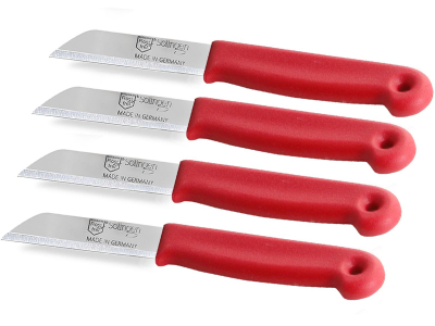 Schlmesser 4er Set Allzweckmesser aus Solingen Obstmesser Kchenmesser mit Extra Scharfer und Prziser Glatter Klinge aus Rostfreiem Edelstahl Gemsemesser Kleines Messer Rot Splmaschinengeeignet 16 cm