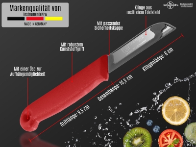 Gem�semesser 4er Set aus Solingen Sch�lmesser Obstmesser Rot Universal Messer Made in Germany Allzweckmesser mit Scharfem und Pr�zisem Schnitt Messerklinge aus Rostfreiem Edelstahl