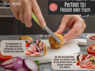 Obstmesser K�chenmesser 6er Set Gem�semesser aus Solingen Sch�lmesser mit Extra Scharfer und Pr�ziser Glatter Klinge aus Rostfreiem Edelstahl Allzweckmesser Kleines Messer Gr�n Sp�lmaschinengeeignet 18 cm
