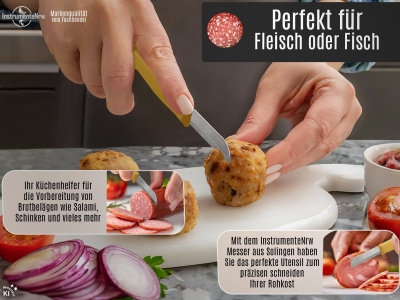Obstmesser K�chenmesser 6er Set Gem�semesser aus Solingen Sch�lmesser mit Extra Scharfer und Pr�ziser Glatter Klinge aus Rostfreiem Edelstahl Allzweckmesser Kleines Messer Gelb Sp�lmaschinengeeignet 18 cm