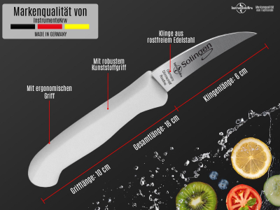 Gemsemesser aus Solingen Schlmesser 2er Set mit scharfer gebogener Schnittflche Obstmesser Kchenmesser Made in Germany Schneidmesser aus Rostfreiem Edelstahl Wei Splmaschinen geeignet