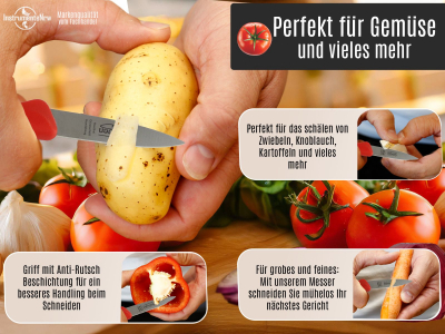 2-Teiliges Gemsemesser Set aus Solingen Obstmesser Mittelspitz Edelstahl Rostfrei