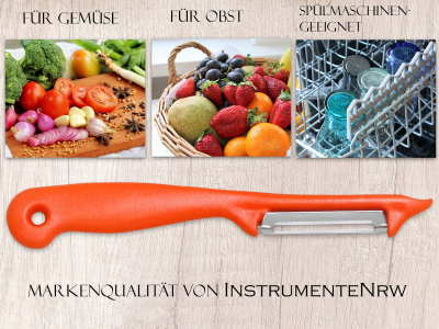 Sparschler Obst Gemse Schler Orange Universalschler mit rostfreier scharfer zweischneidiger Pendelklinge Allzweckschler mit klassischem Kunststoffgriff zum Schlen von Obst und Gemse