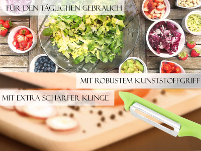 Sparschler Obst Gemse Schler Grn Universalschler mit rostfreier scharfer zweischneidiger Pendelklinge Allzweckschler mit klassischem Kunststoffgriff zum Schlen von Obst und Gemse